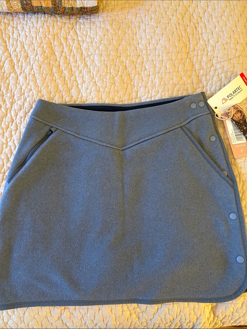 Polartec Blue Women's Mini Skirt with Snap Side Details